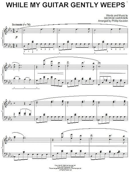 open zoom image for While My Guitar Gently Weeps - Piano Solo, New, Main