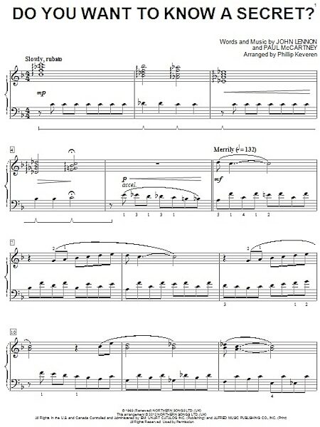 open zoom image for Do You Want To Know A Secret? - Piano Solo, New, Main
