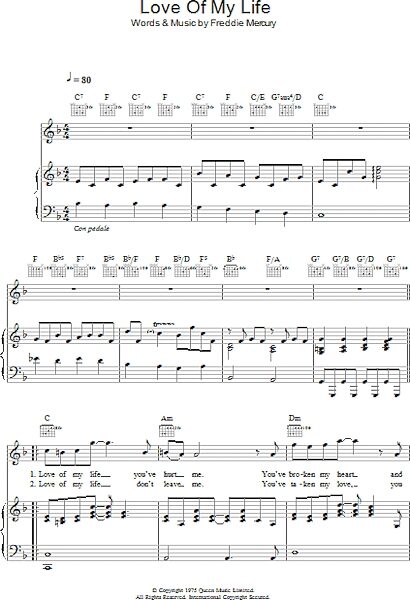 open zoom image for Love Of My Life - Piano/Vocal/Guitar, New, Main