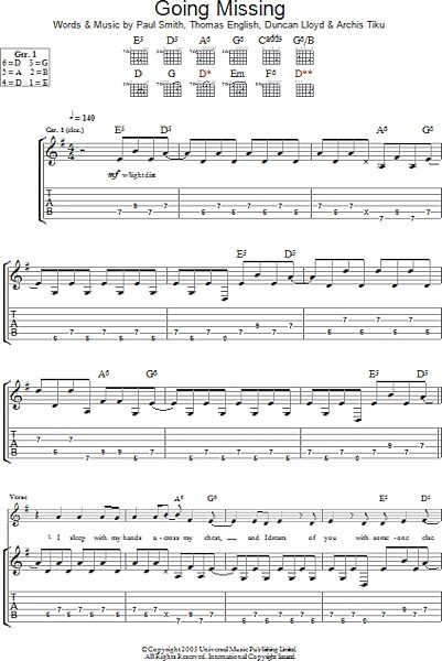open zoom image for Going Missing - Guitar TAB, New, Main