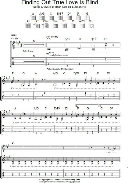 open zoom image for Finding Out True Love Is Blind - Guitar TAB, New, Main
