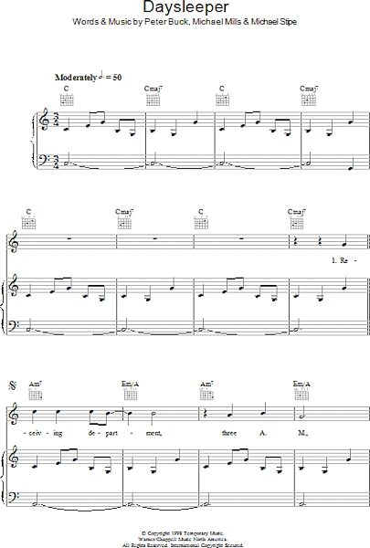 open zoom image for Daysleeper - Piano/Vocal/Guitar, New, Main
