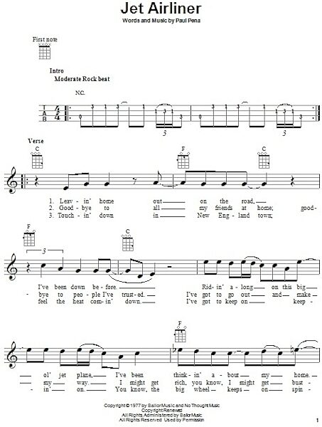 open zoom image for Jet Airliner - Ukulele, New, Main
