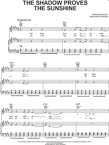 open zoom image for The Shadow Proves The Sunshine - Piano/Vocal/Guitar, New, Main