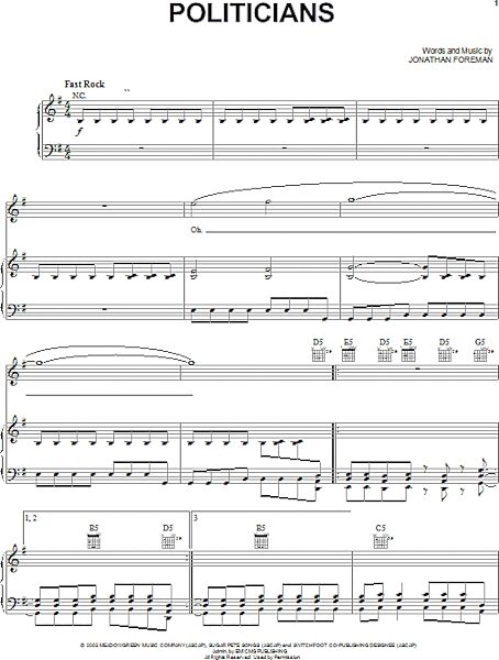 open zoom image for Politicians - Piano/Vocal/Guitar, New, Main