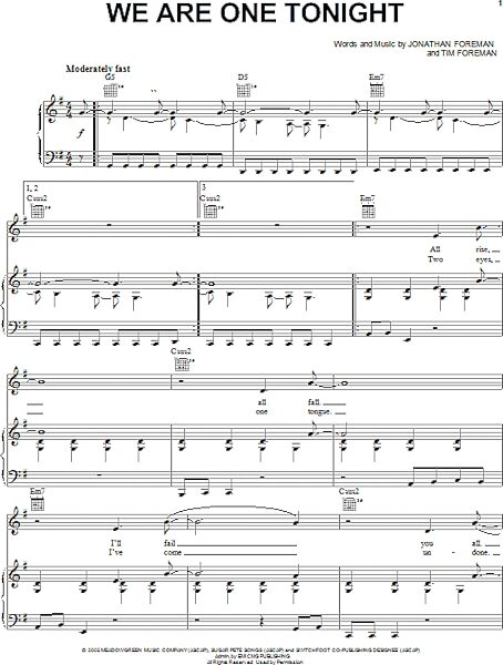 open zoom image for We Are One Tonight - Piano/Vocal/Guitar, New, Main