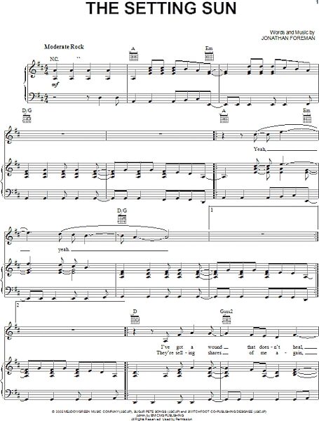 open zoom image for The Setting Sun - Piano/Vocal/Guitar, New, Main