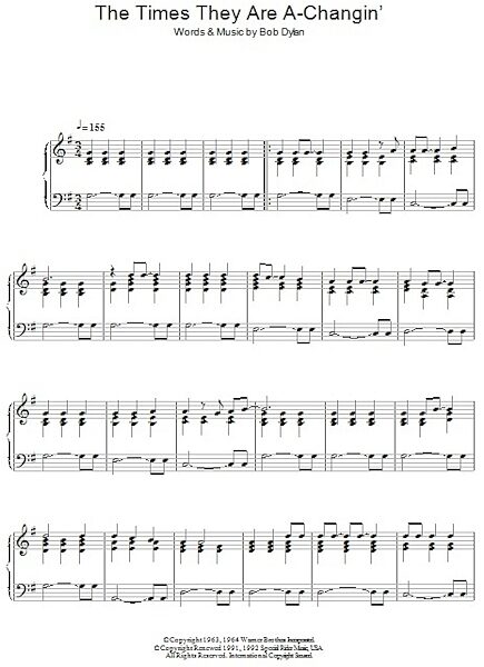 open zoom image for The Times They Are A-Changin' - Piano Solo, New, Main