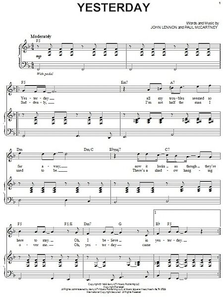 open zoom image for Yesterday - Piano Vocal, New, Main