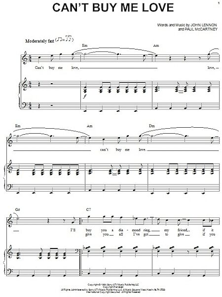 open zoom image for Can't Buy Me Love - Piano Vocal, New, Main