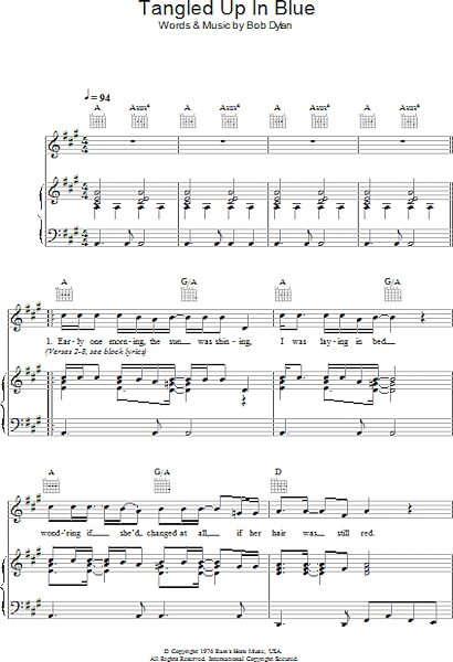 open zoom image for Tangled Up In Blue - Piano/Vocal/Guitar, New, Main