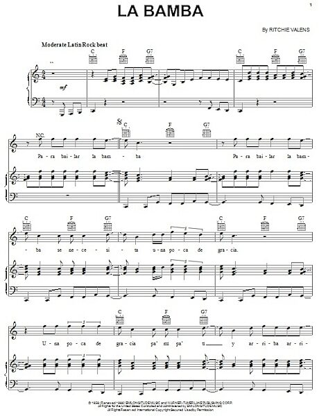 open zoom image for La Bamba - Piano/Vocal/Guitar, New, Main