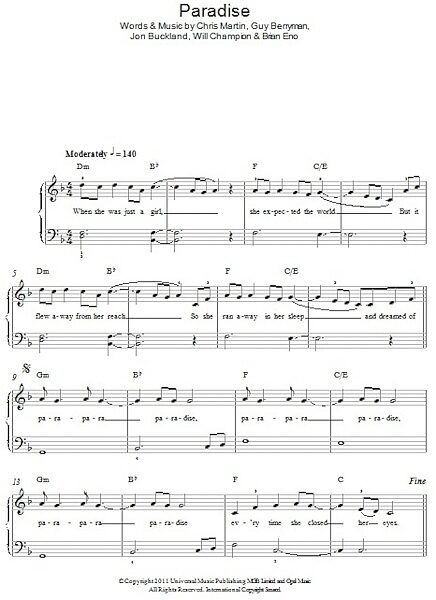 open zoom image for Paradise - Easy Piano, New, Main