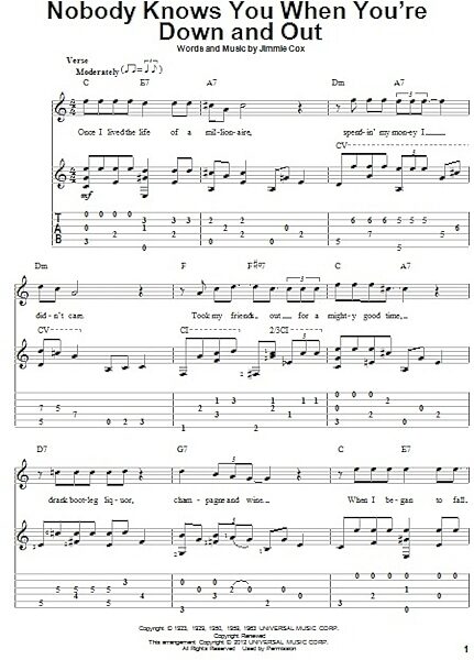 open zoom image for Nobody Knows You When You're Down And Out - Solo Guitar, New, Main