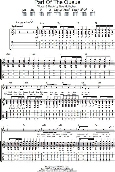 open zoom image for Part Of The Queue - Guitar TAB, New, Main