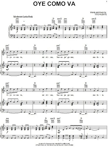 open zoom image for Oye Como Va - Piano/Vocal/Guitar, New, Main
