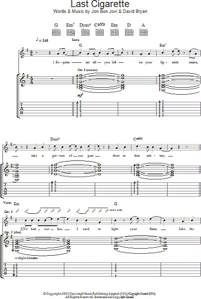 open zoom image for Last Cigarette - Guitar TAB, New, Main