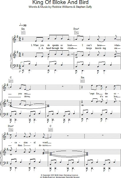 open zoom image for King Of Bloke And Bird - Piano/Vocal/Guitar, New, Main