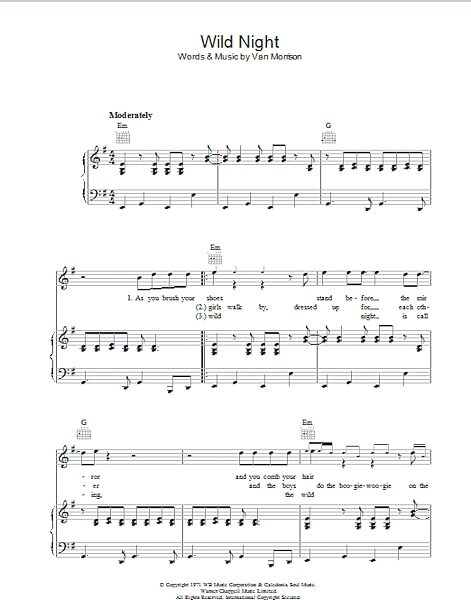 open zoom image for Wild Night - Piano/Vocal/Guitar, New, Main