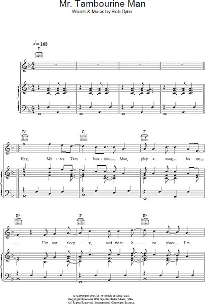 open zoom image for Mr. Tambourine Man - Piano/Vocal/Guitar, New, Main