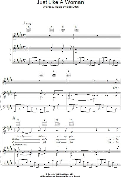 open zoom image for Just Like A Woman - Piano/Vocal/Guitar, New, Main