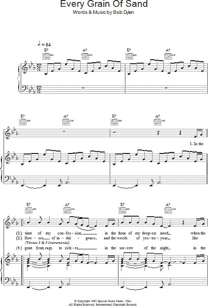 open zoom image for Every Grain Of Sand - Piano/Vocal/Guitar, New, Main