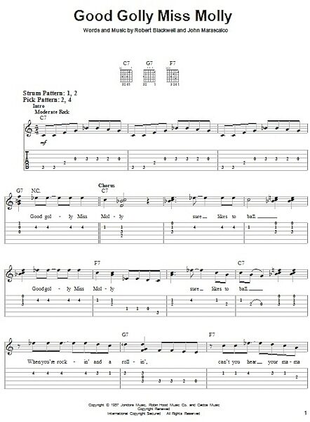 open zoom image for Good Golly Miss Molly - Easy Guitar with TAB, New, Main