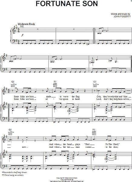 open zoom image for Fortunate Son - Piano/Vocal/Guitar, New, Main
