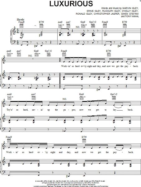 open zoom image for Luxurious - Piano/Vocal/Guitar, New, Main