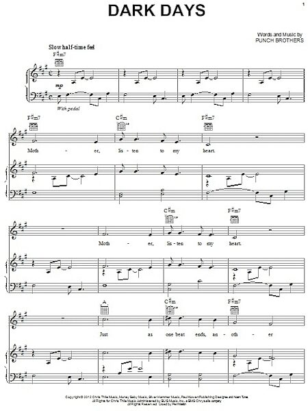 open zoom image for Dark Days - Piano/Vocal/Guitar, New, Main