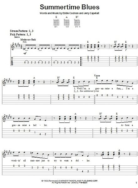 open zoom image for Summertime Blues - Easy Guitar with TAB, New, Main
