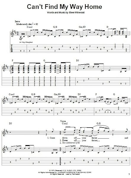 open zoom image for Can't Find My Way Home - Guitar Tab Play-Along, New, Main