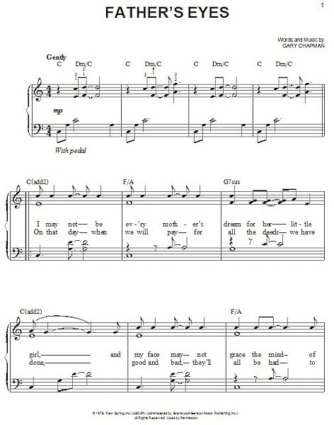 open zoom image for Father's Eyes - Easy Piano, New, Main