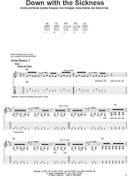 open zoom image for Down With The Sickness - Easy Guitar with TAB, New, Main
