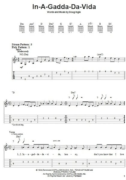 open zoom image for In-A-Gadda-Da-Vida - Easy Guitar with TAB, New, Main