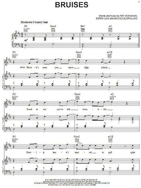 open zoom image for Bruises - Piano/Vocal/Guitar, New, Main