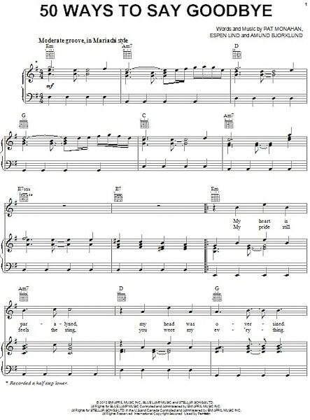open zoom image for 50 Ways To Say Goodbye - Piano/Vocal/Guitar, New, Main