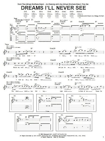 open zoom image for Dreams I'll Never See - Guitar TAB, New, Main