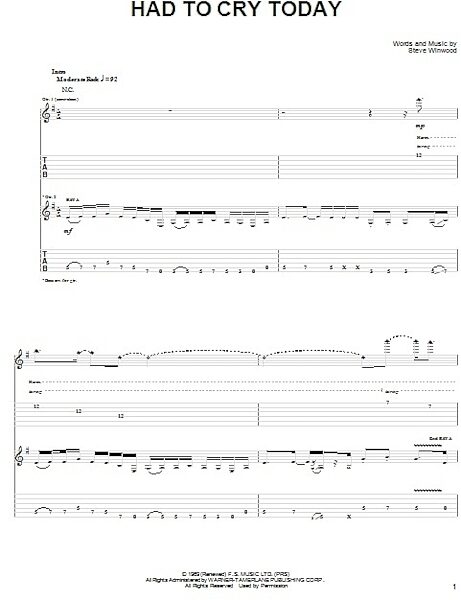 open zoom image for Had To Cry Today - Guitar TAB, New, Main