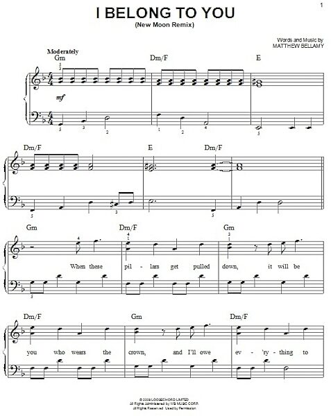 open zoom image for I Belong To You (New Moon Remix) - Easy Piano, New, Main