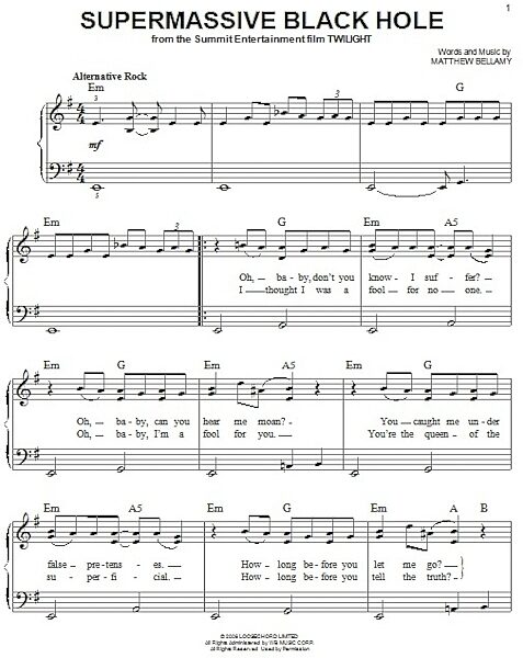 open zoom image for Supermassive Black Hole - Easy Piano, New, Main