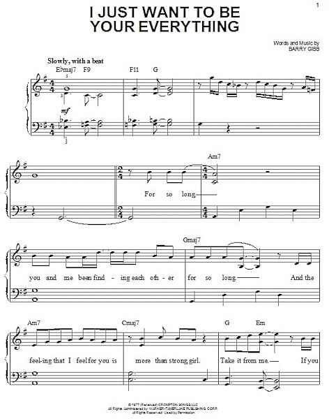 open zoom image for I Just Want To Be Your Everything - Easy Piano, New, Main