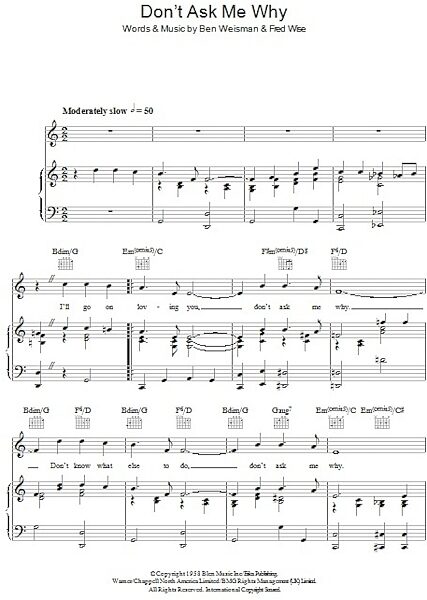 open zoom image for Don't Ask Me Why - Piano/Vocal/Guitar, New, Main