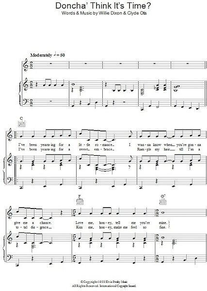 open zoom image for Doncha Think It's Time - Piano/Vocal/Guitar, New, Main
