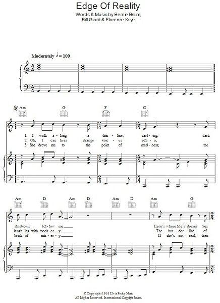 open zoom image for Edge Of Reality - Piano/Vocal/Guitar, New, Main