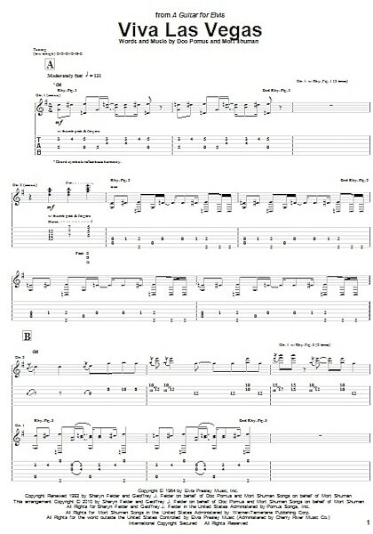 open zoom image for Viva Las Vegas - Guitar TAB, New, Main