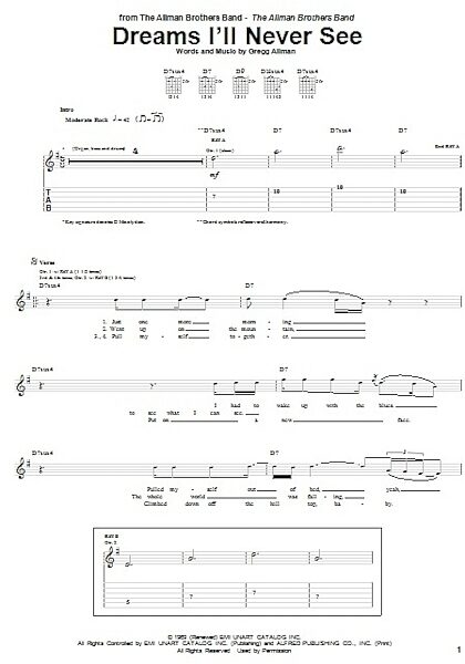 open zoom image for Dreams I'll Never See - Guitar TAB, New, Main