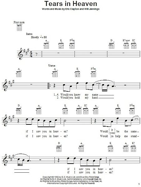 open zoom image for Tears In Heaven - Ukulele, New, Main