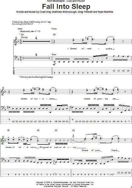 open zoom image for Fall Into Sleep - Bass Tab, New, Main