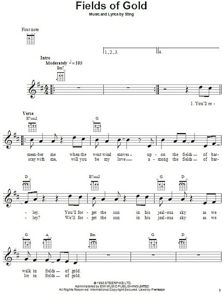 open zoom image for Fields Of Gold - Ukulele, New, Main
